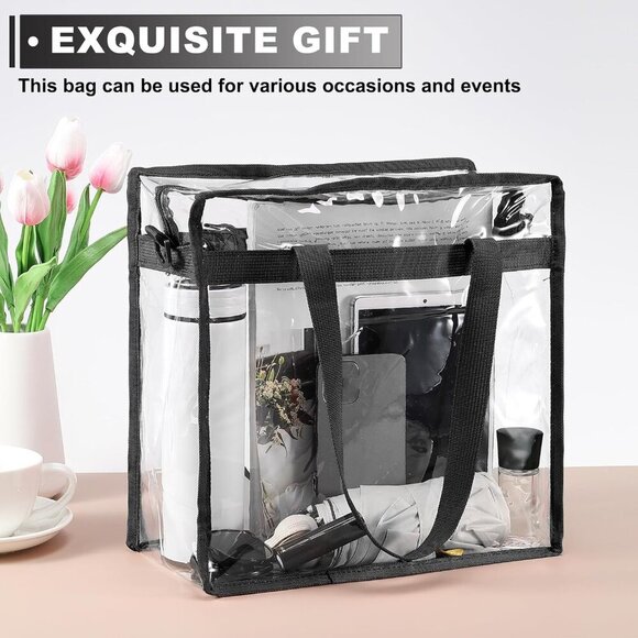 Adjustable Zippered Clear Tote Bag for Music Festivals - Stylish & Functional - Picture 5 of 6